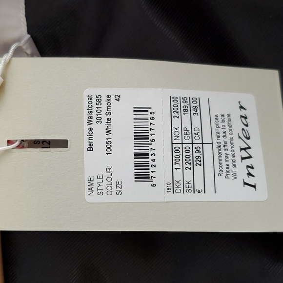 In Wear "Bernice Waistcoat" - White smoke faux fur long vest Size 42/USA 14 - Picture 9 of 9